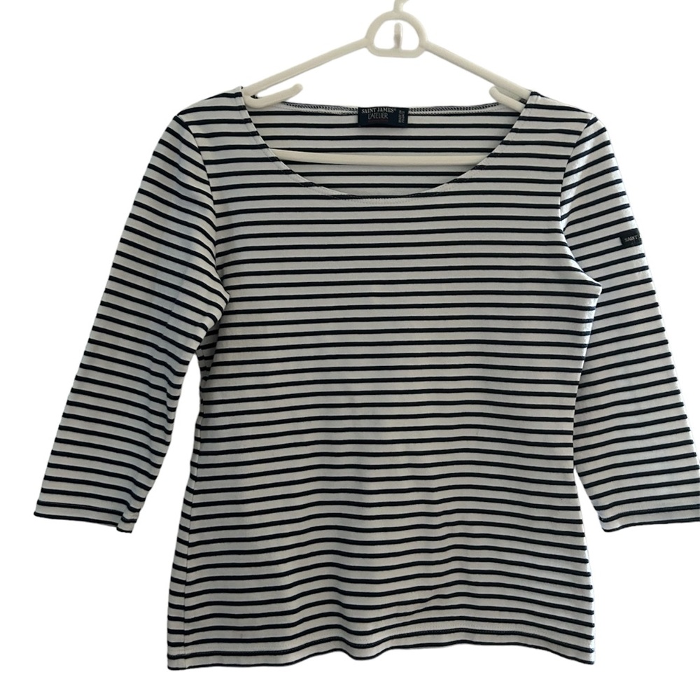 SAINT JAMES L'ATELIER depuis 1889 White Navy Stripe Style Cotton R$119 XS